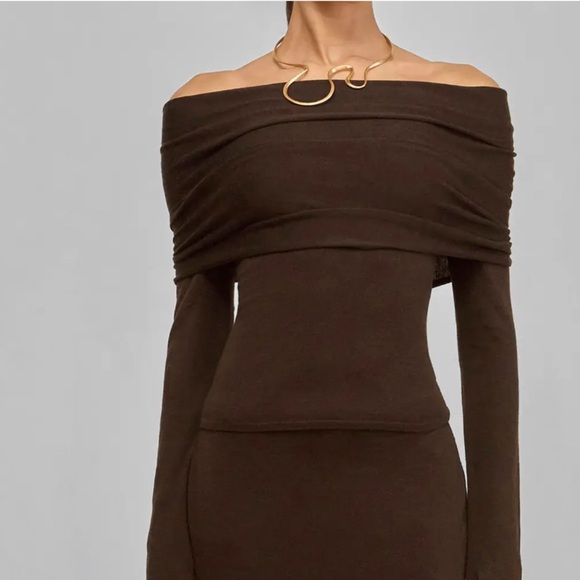 Cult Gaia Andrea Off-Shoulder Brown sweater cashmere size small